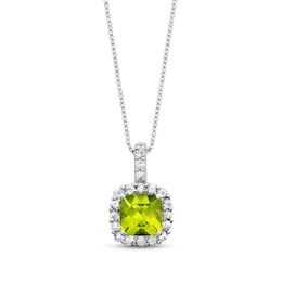 Peridot Necklace Lab-Created Sapphires Sterling Silver