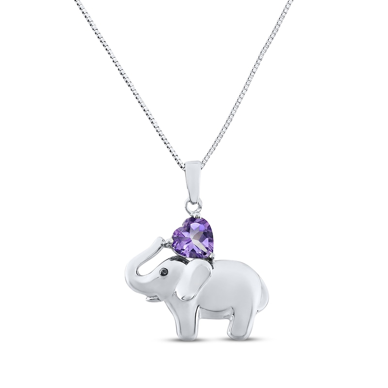 Elephant Necklace Amethyst Sterling Silver