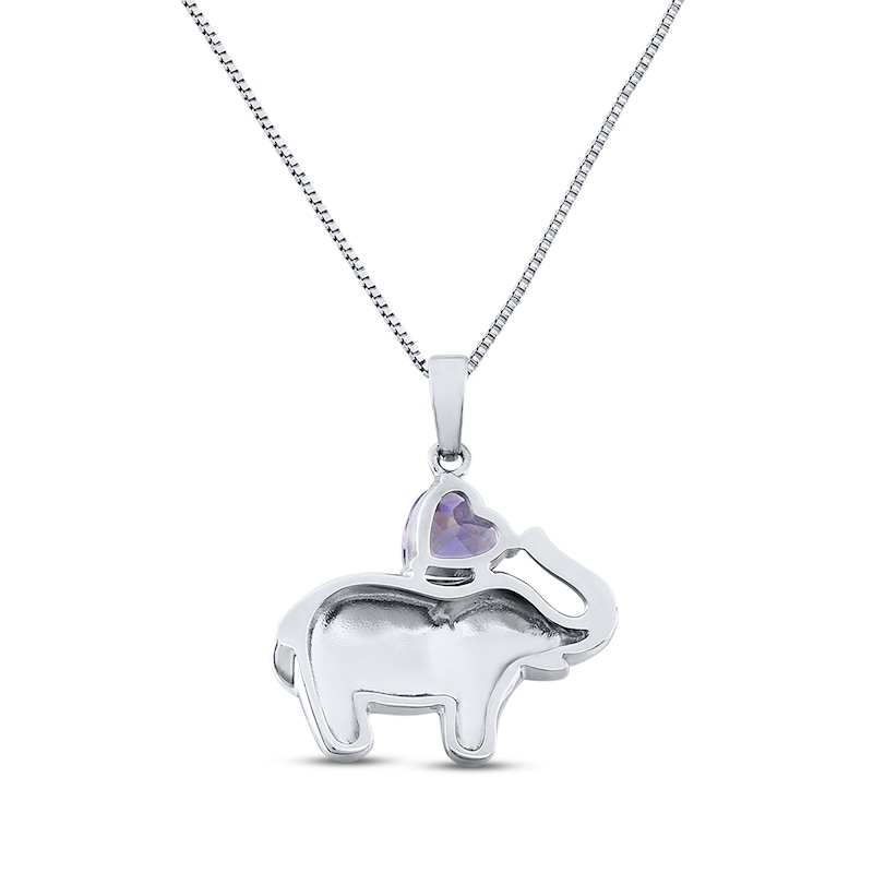 Elephant Necklace Amethyst Sterling Silver