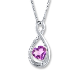 Infinity Necklace Amethyst Heart Sterling Silver