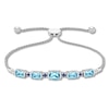 Thumbnail Image 1 of Blue Topaz/Lab-Created Sapphire Bolo Bracelet Sterling Silver