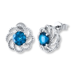 Blue Topaz Earrings Sterling Silver