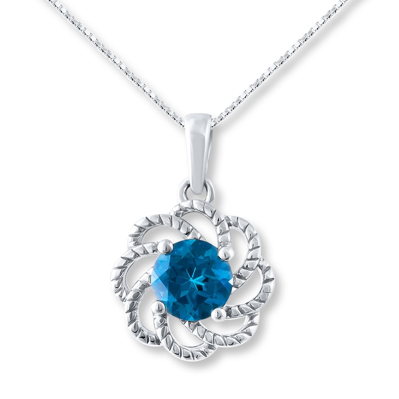 Blue Topaz Necklace Sterling Silver