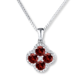 Garnet & Topaz Necklace Sterling Silver