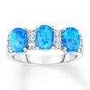 Thumbnail Image 1 of Lab-Created Blue Opal Ring White Topaz Sterling Silver