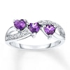 Thumbnail Image 1 of Amethyst Ring Diamond Accent Sterling Silver