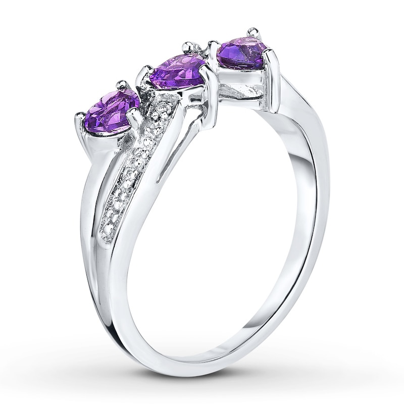 Main Image 2 of Amethyst Ring Diamond Accent Sterling Silver