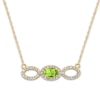 Thumbnail Image 1 of Peridot Necklace 1/8 ct tw Diamonds Round-cut 10K Yellow Gold