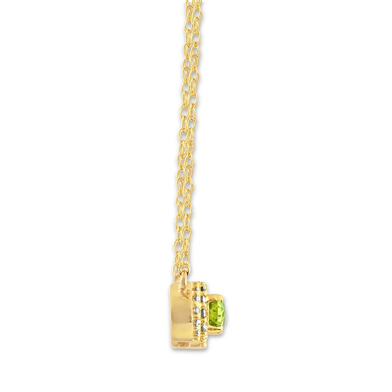 Main Image 3 of Peridot Necklace 1/8 ct tw Diamonds Round-cut 10K Yellow Gold