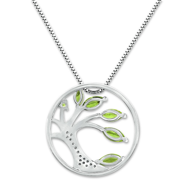Tree Necklace Peridot 1/20 ct tw Diamonds Sterling Silver | Kay Outlet