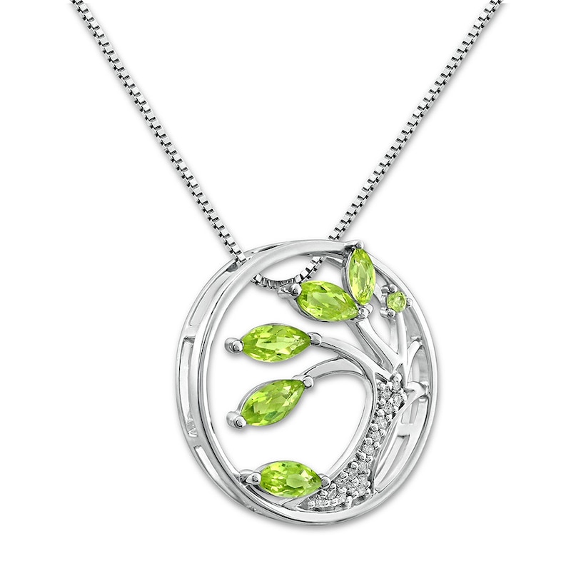 Main Image 4 of Tree Necklace Peridot 1/20 ct tw Diamonds Sterling Silver