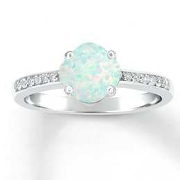 Lab-Created Opal Ring Lab-Created Sapphires Sterling Silver