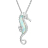 Thumbnail Image 1 of Sea Horse Necklace Lab-Created Opal Sterling Silver