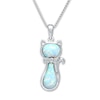 Thumbnail Image 1 of Cat Necklace Lab-Created Opal Diamond Accent Sterling Silver