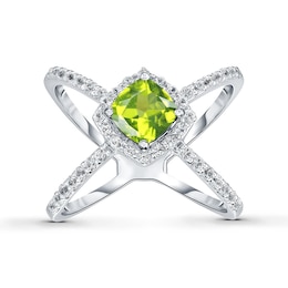 Peridot Ring White Topaz Sterling Silver