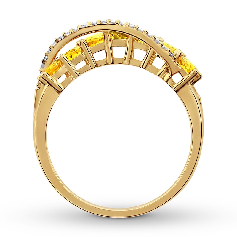 Citrine Ring 1/15 ct tw Diamonds 10K Yellow Gold