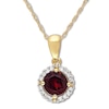 Thumbnail Image 1 of Garnet Necklace 1/15 ct tw Diamonds 10K Yellow Gold