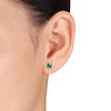 Thumbnail Image 2 of Lab-Created Emerald Earrings 1/15 cttw Diamonds 10K Yellow Gold