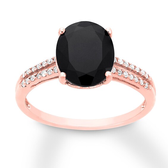 Black Onyx Ring 1 15 Ct Tw Diamonds 10k Rose Gold Kay Outlet