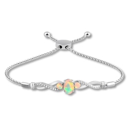 Lab-Created Opal Bolo Bracelet Sterling Silver