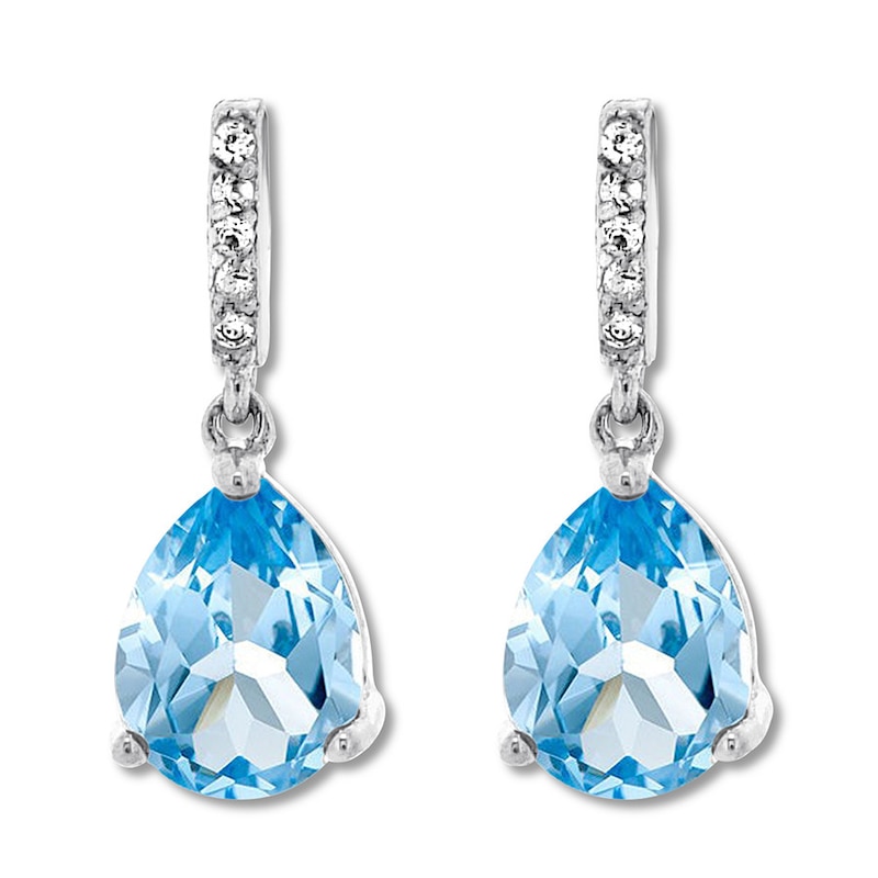 Blue & White Topaz Earrings Sterling Silver