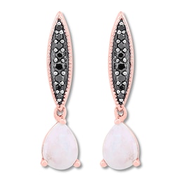 Lab-Created Opal Earrings 1/10 ct tw Diamonds 10K Rose Gold