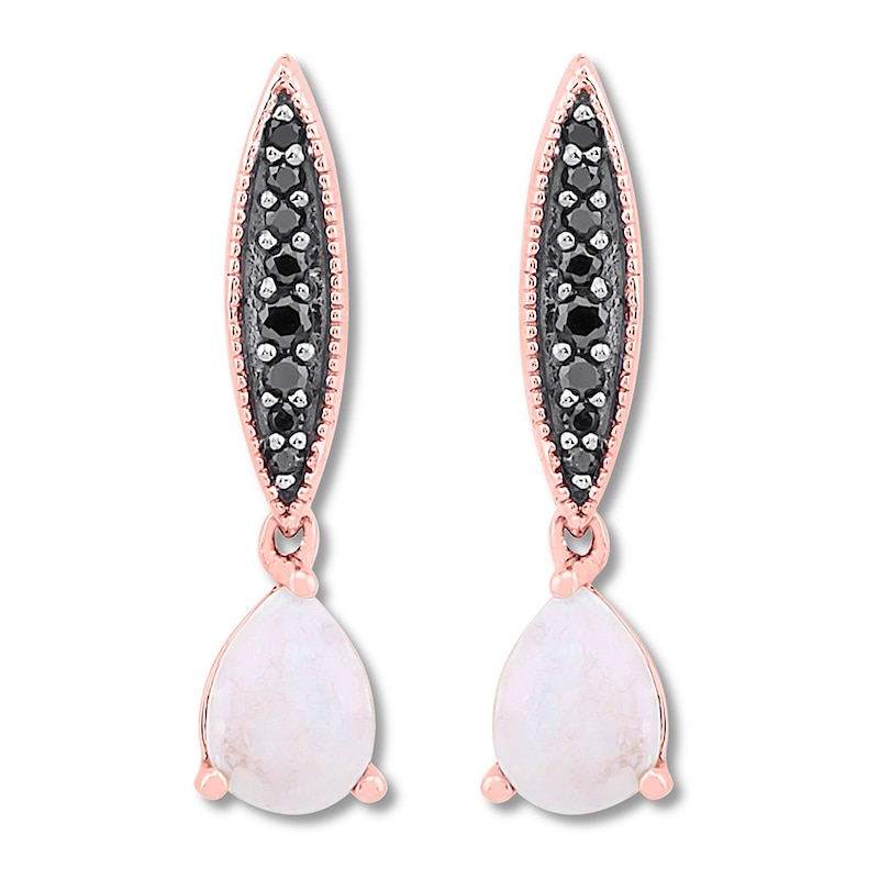 Main Image 1 of Lab-Created Opal Earrings 1/10 ct tw Diamonds 10K Rose Gold