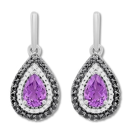 Amethyst Earrings 1/4 ct tw Diamonds Sterling Silver