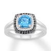 Thumbnail Image 1 of Blue Topaz Ring 1/8 ct tw Diamonds Sterling Silver