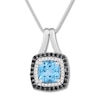 Thumbnail Image 1 of Blue Topaz Necklace 1/6 ct tw Diamonds Sterling Silver