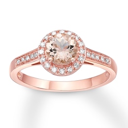 Morganite Ring 1/8 ct tw Diamonds 10K Rose Gold