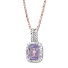 Amethyst Necklace 1/20 ct tw Diamonds 10K Rose Gold