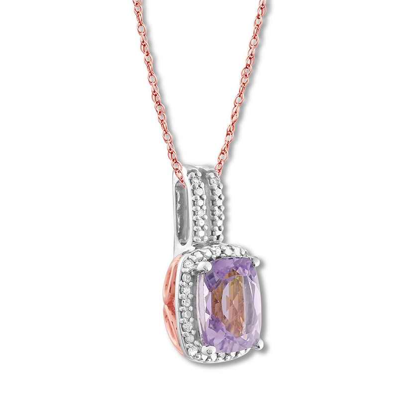 Main Image 2 of Amethyst Necklace 1/20 ct tw Diamonds 10K Rose Gold