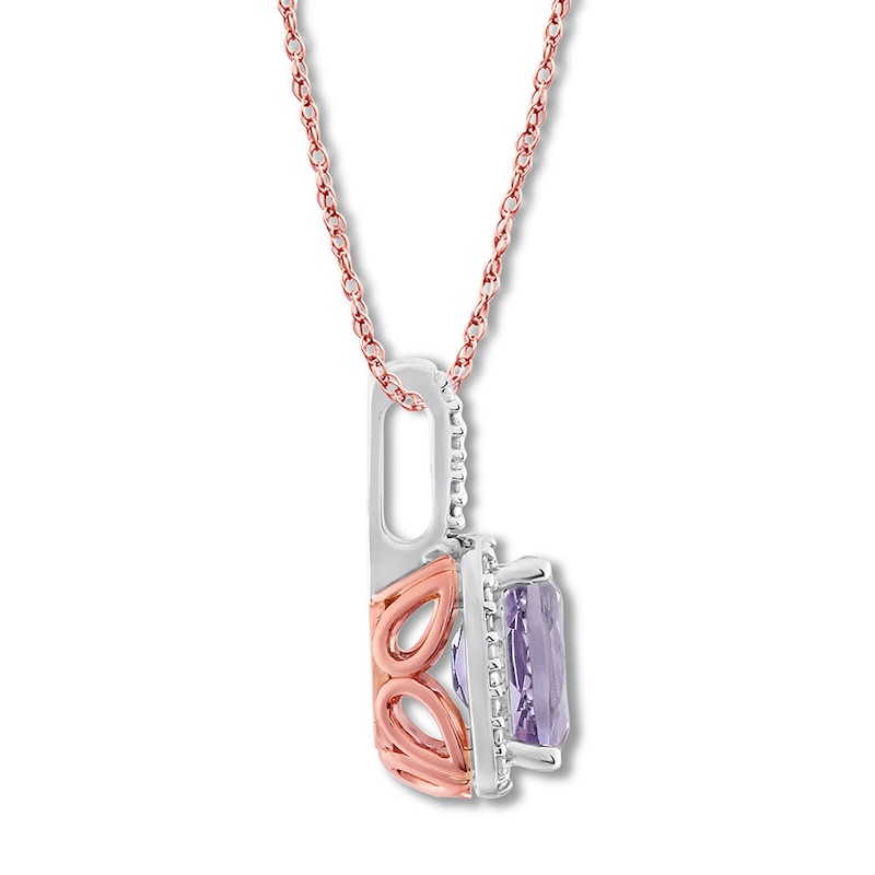 Main Image 3 of Amethyst Necklace 1/20 ct tw Diamonds 10K Rose Gold