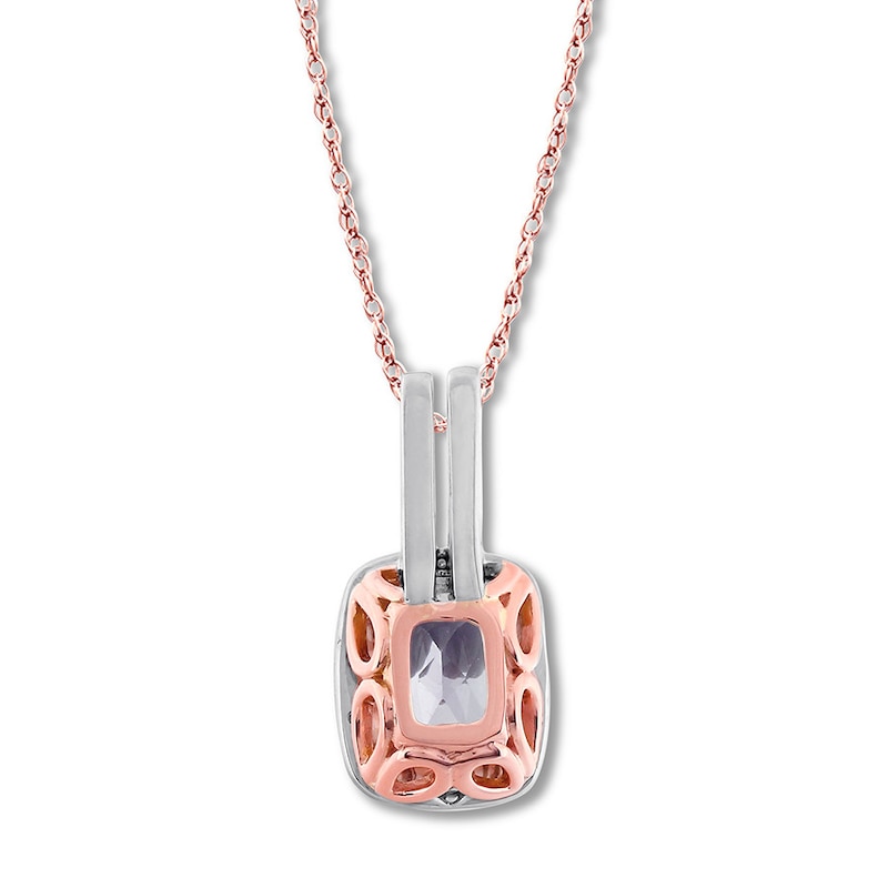 Main Image 4 of Amethyst Necklace 1/20 ct tw Diamonds 10K Rose Gold