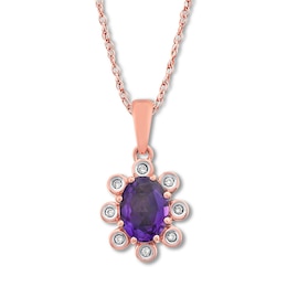 Amethyst Necklace 1/15 ct tw Diamonds 10K Rose Gold