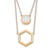 Thumbnail Image 1 of Lab-Created Opal & Hexagon Layered Necklace 10K Yellow Gold