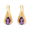 Thumbnail Image 1 of Amethyst Huggie Hoop Earrings 10K Yellow Gold