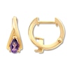 Thumbnail Image 2 of Amethyst Huggie Hoop Earrings 10K Yellow Gold