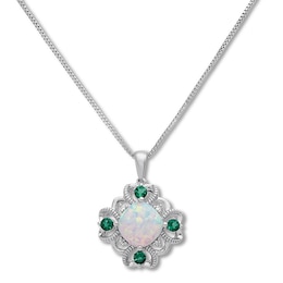 Lab-Created Opal Necklace Sterling Silver