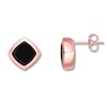 Thumbnail Image 1 of Black Onyx Stud Earrings Bezel-set 10K Rose Gold