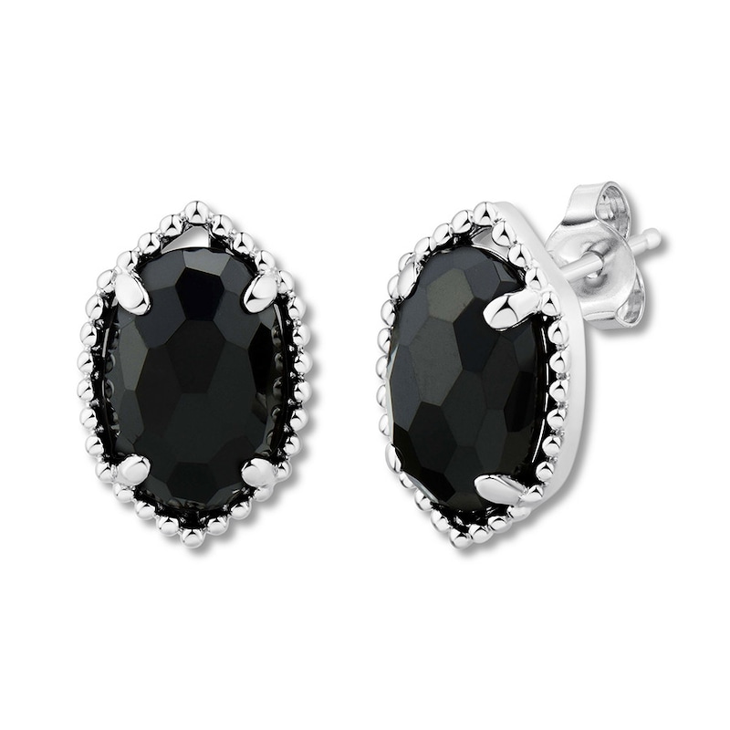 Main Image 1 of Black Onyx Earrings Sterling Silver