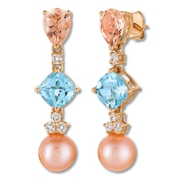 Le Vian Morganite, Aquamarine & Cultured Pearl Earrings