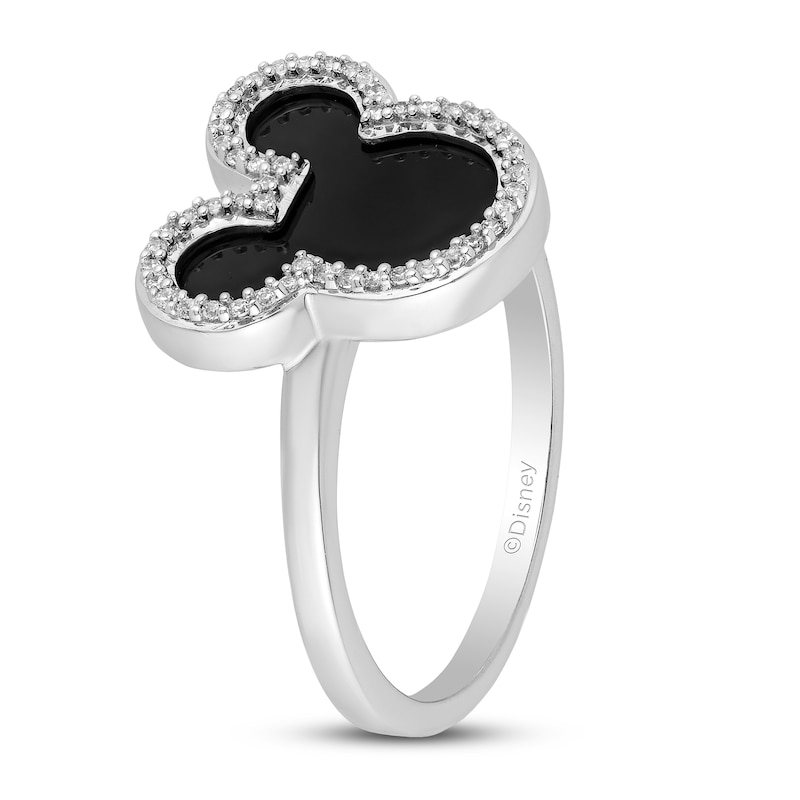 Disney Treasures Mickey Mouse Black Onyx Ring 1/10 ct tw Sterling Silver