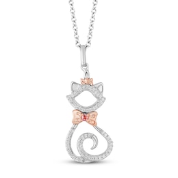 Disney Treasures The Aristocats Pink Tourmaline & Diamond Necklace 1/10 ct tw Sterling Silver & 10K Rose Gold 17&quot;
