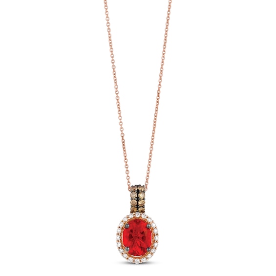 Le Vian Neon Tangerine Fire Opal Necklace 1/2 ct tw Diamonds 14K Strawberry Gold 18"