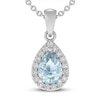 Thumbnail Image 0 of Aquamarine & White Lab-Created Sapphire Necklace Sterling Silver 18"