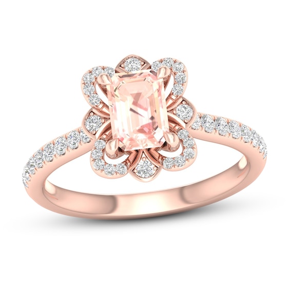 Morganite Ring 1/4 ct tw Diamonds 10K Rose Gold | Kay Outlet