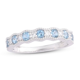 Blue & White Topaz Stacking Ring Sterling Silver