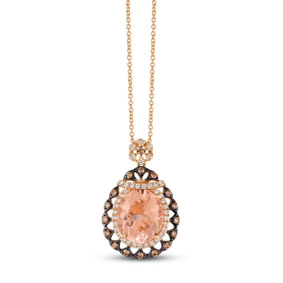 Le Vian Morganite Necklace 1/2 ct tw Diamonds 14K Strawberry Gold 18"